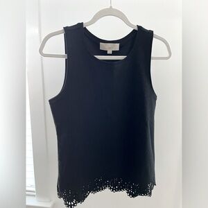 Black scalloped hem tank top from LOFT. Size small